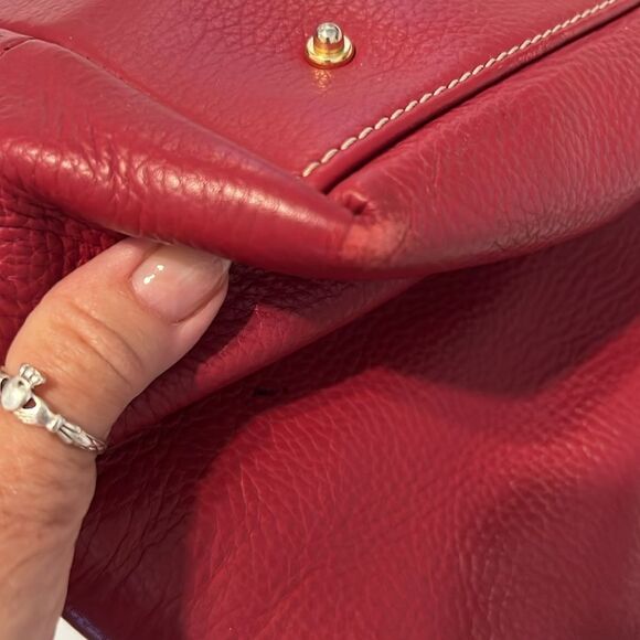 Dooney & Bourke Redish Leather Satchel with Tan Straps and Zipper Pulls EUC - Picture 17 of 17